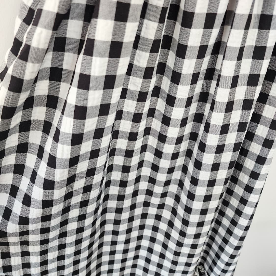 체크 롱 원피스 캉캉 스모크 상품이미지2