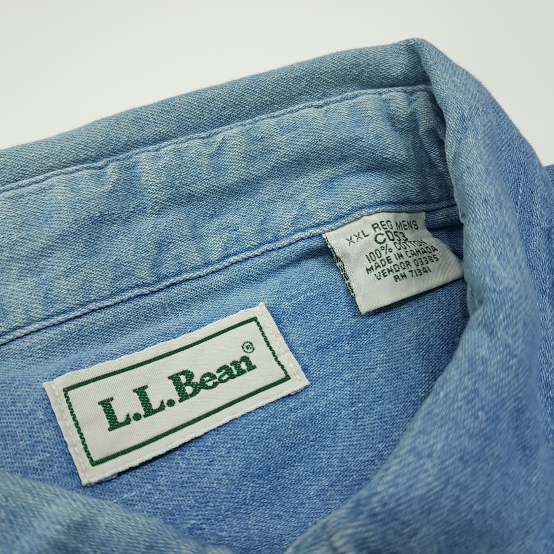 CL678 2XL 엘엘빈 90s 캐나다판 라이트블루 빅사이즈 데님셔츠 상품이미지3