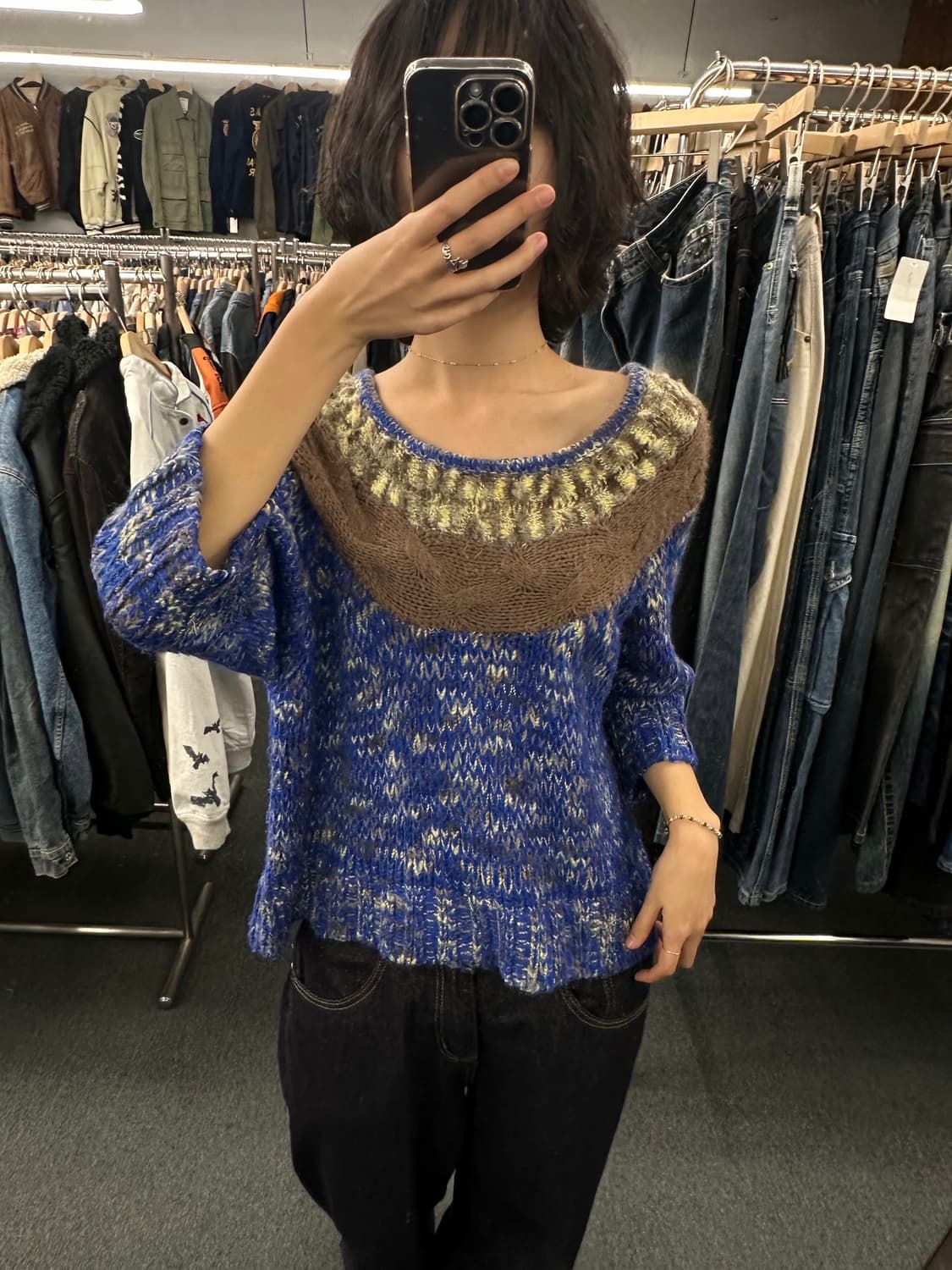 OS)TITICACA 빈티지 여성 칠부 니트 상품이미지1