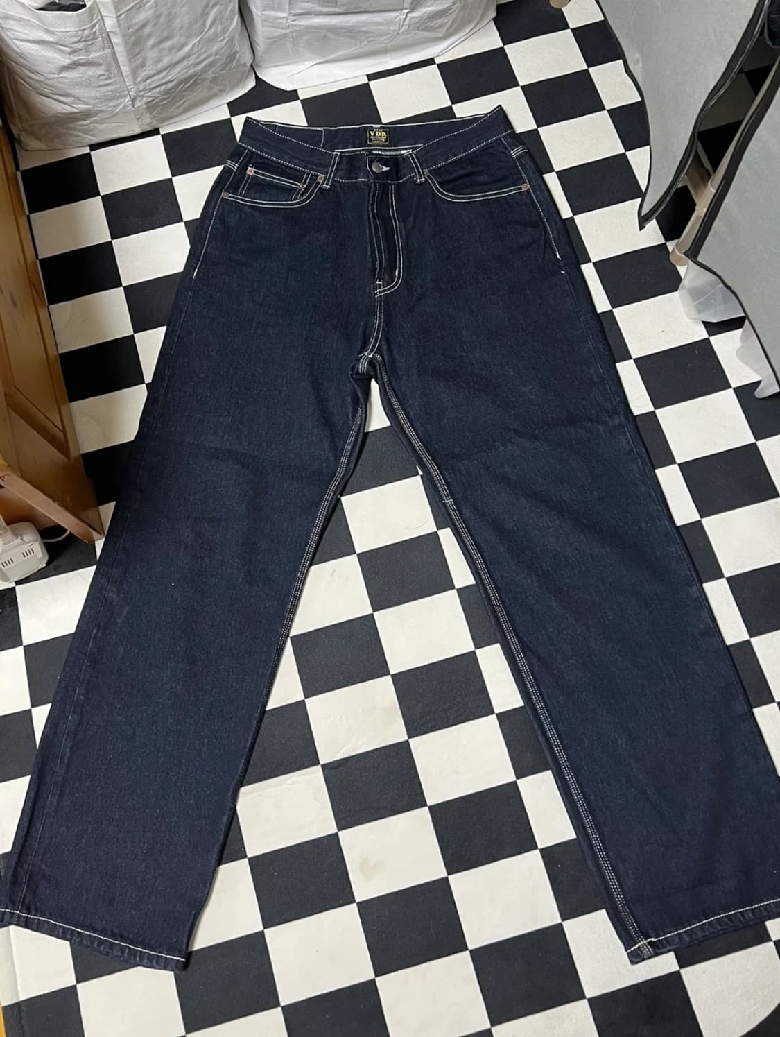 [M] 비디알 225 네이비 데님 팬츠 원 워시 청바지 상품이미지3