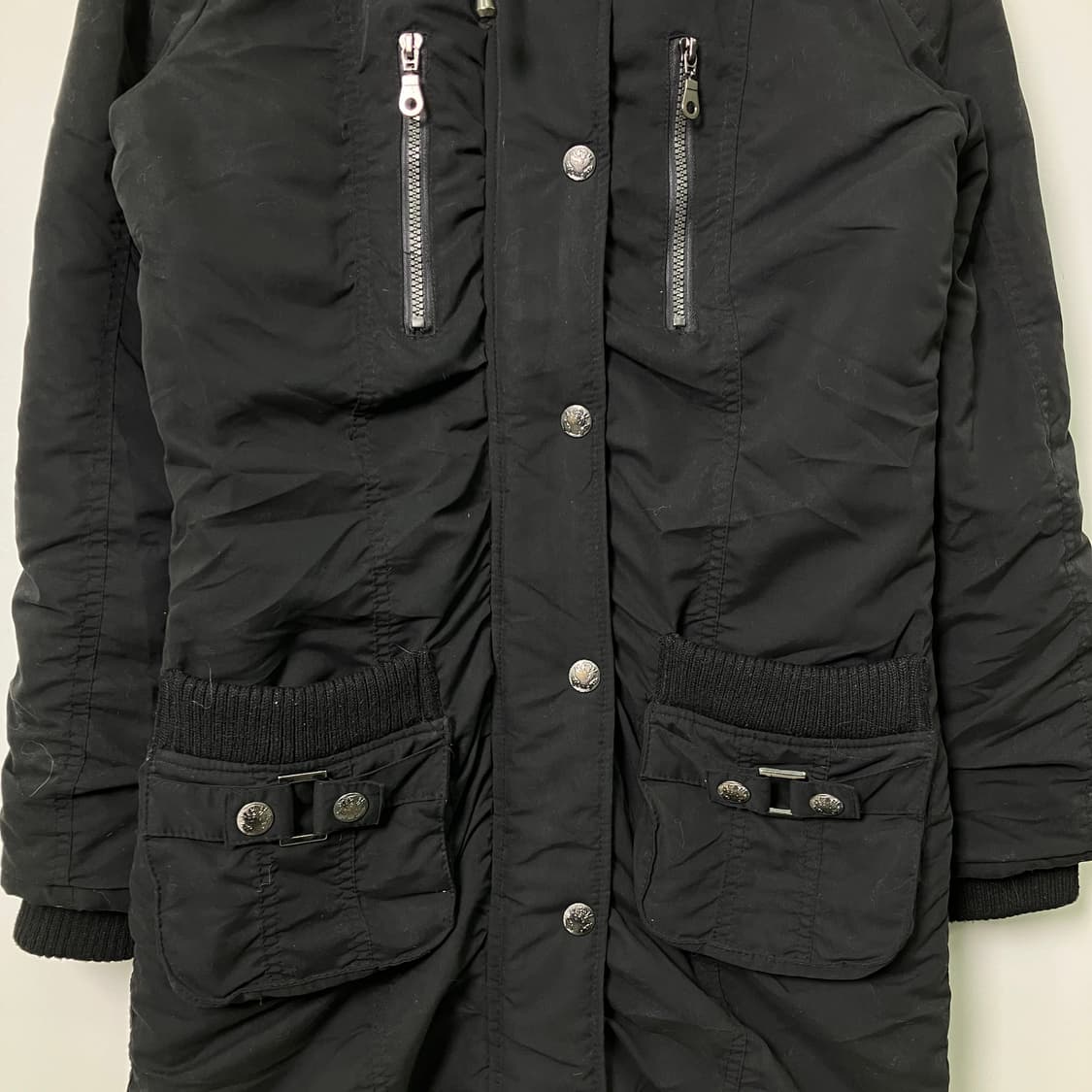 JPN VTG 빈티지 블랙 퍼 후드 롱 야상 점퍼 M 상품이미지6