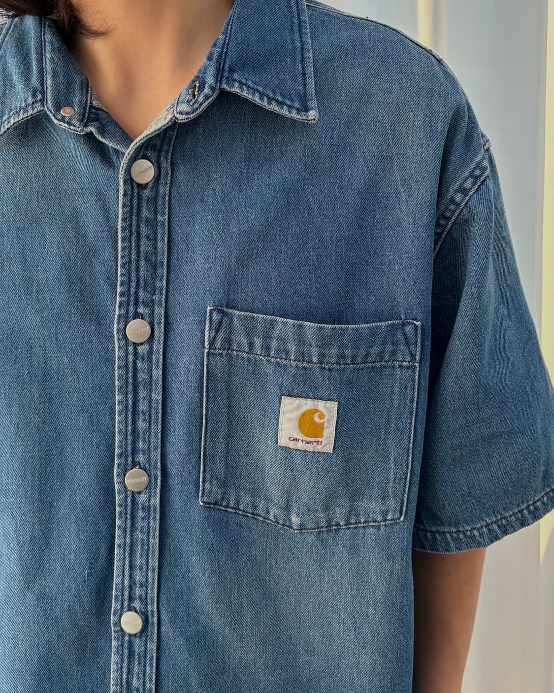 [XL]칼하트 WIP 숏슬리브 오디 데님 셔츠 블루 상품이미지4