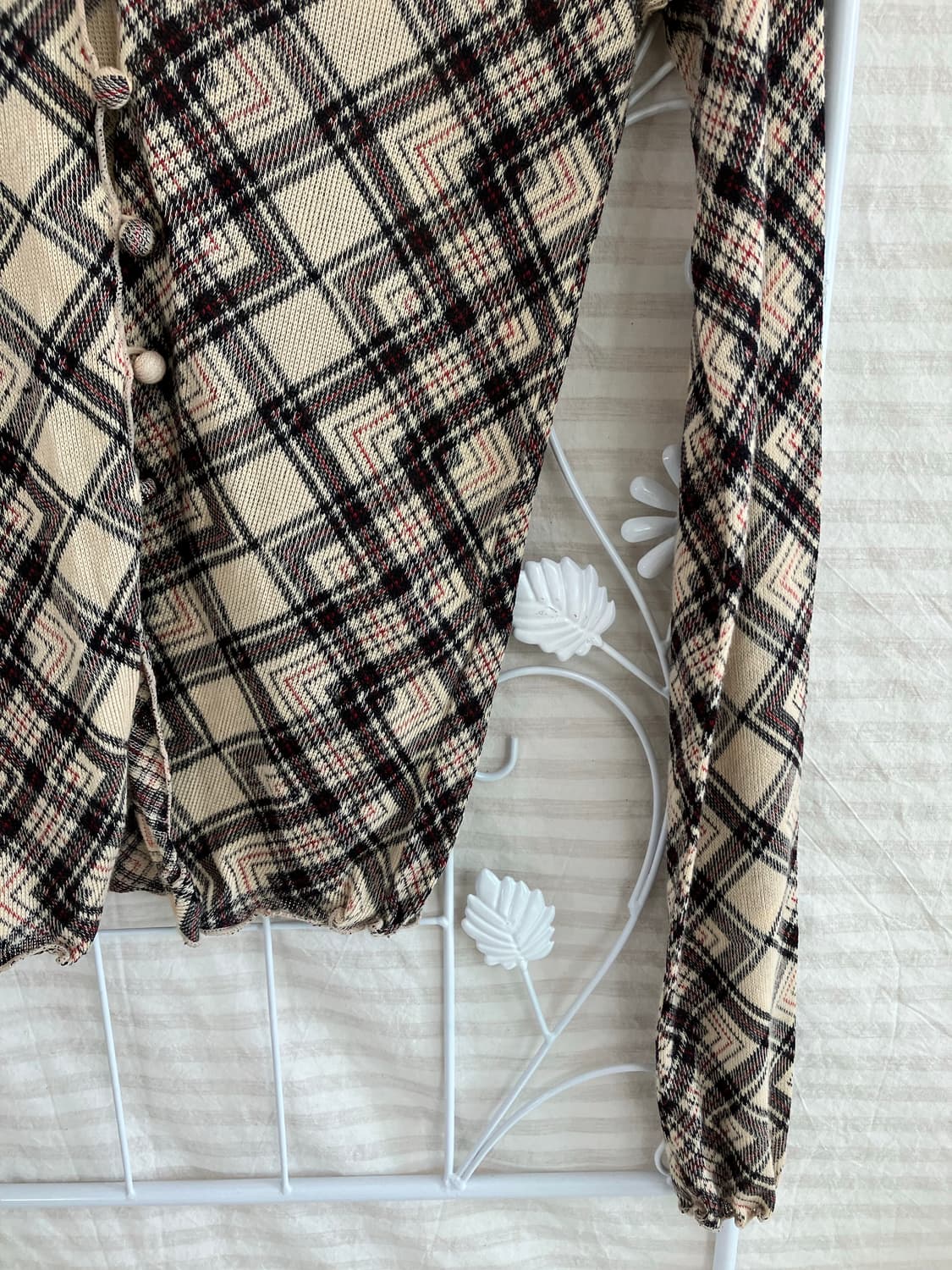 빈티지 아이보리 브라운 아가일 블라우스 886 y2k 스트릿 모리 갸 상품이미지4