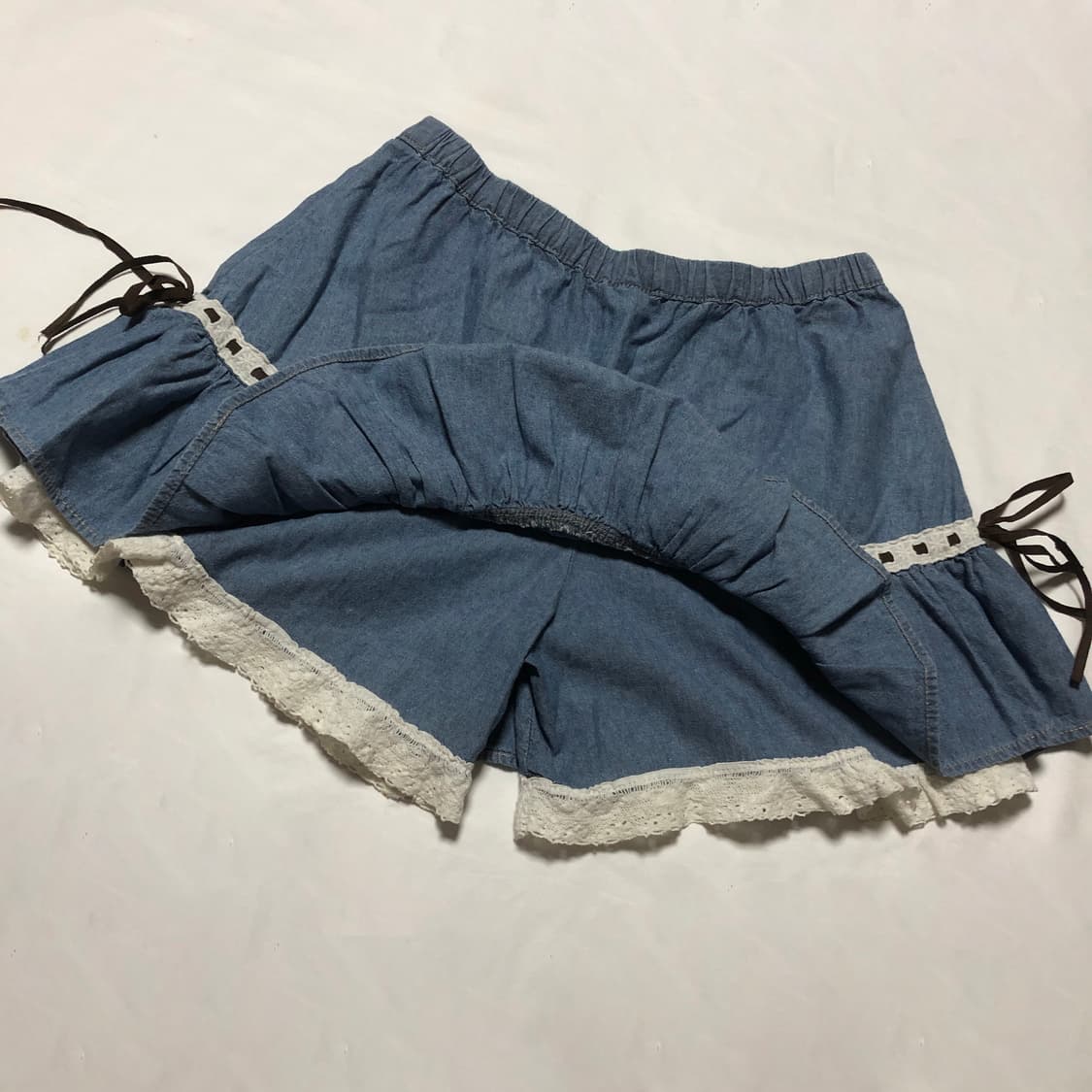 데님 레이스 큐롯 스커트 팬츠 상품이미지3
