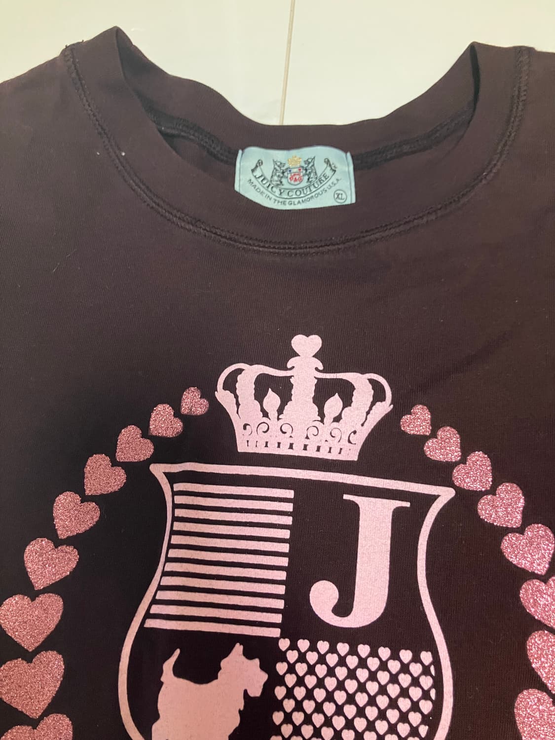 Y2K 쥬시꾸뛰르 브라운 핑크프린트 긴팔 쭉티 티셔츠 XL 상품이미지2