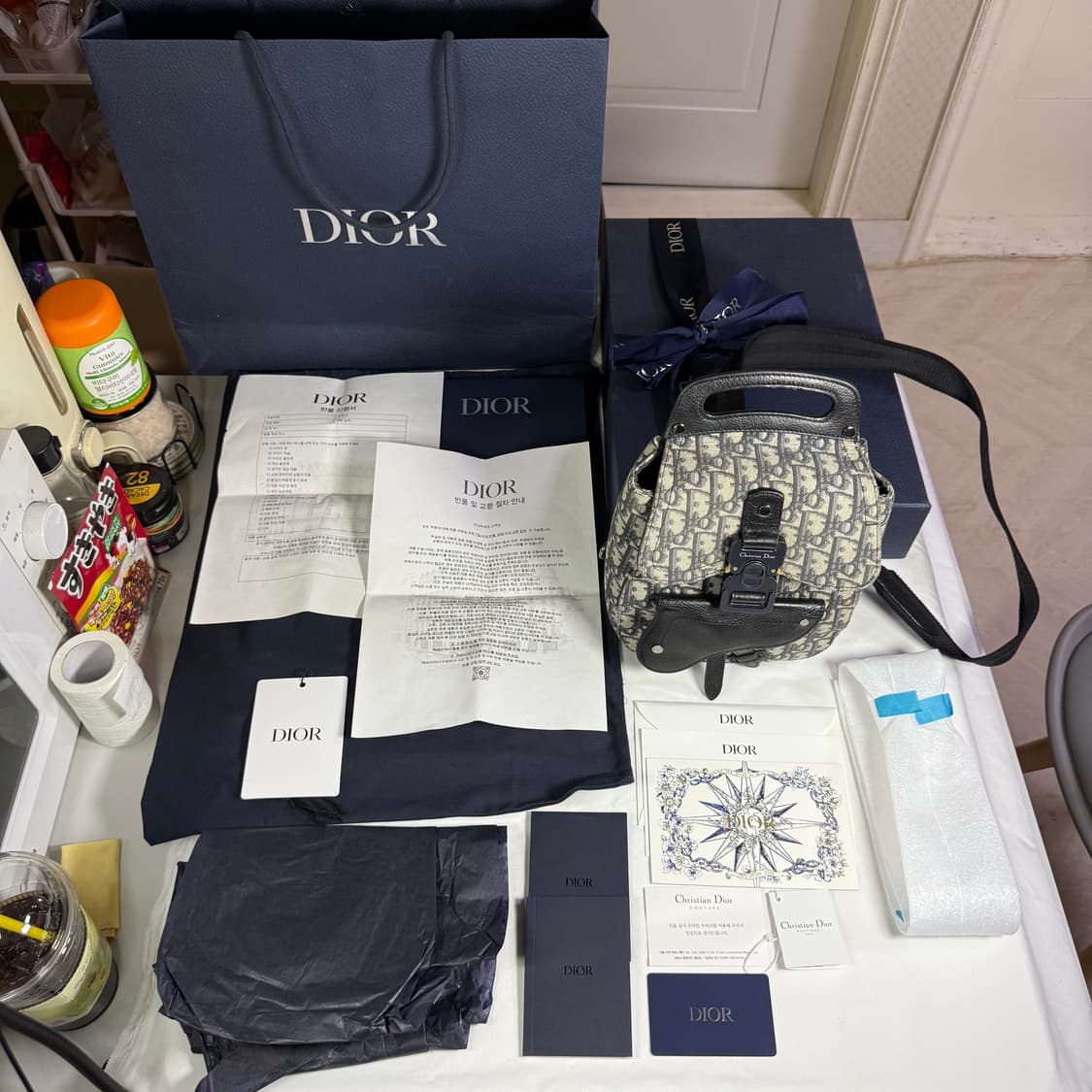 [풀구성] 디올 오블리크 자카드 그레인드 카프스킨 갤럽 슬링백 숄더백 상품이미지7