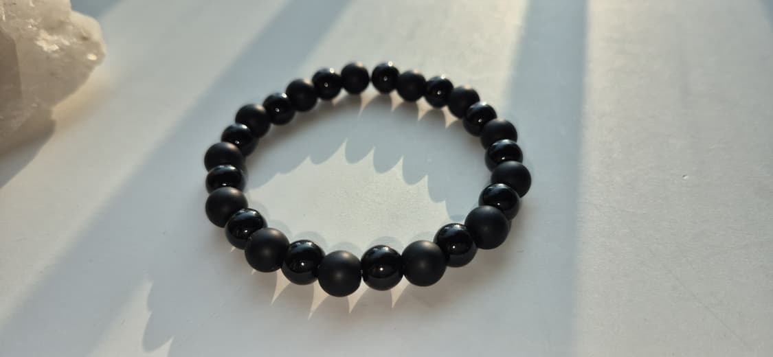 남자 팔찌 천연석 블랙 오닉스 원석 핸드메이드 팔찌 무광 유광 상품이미지4