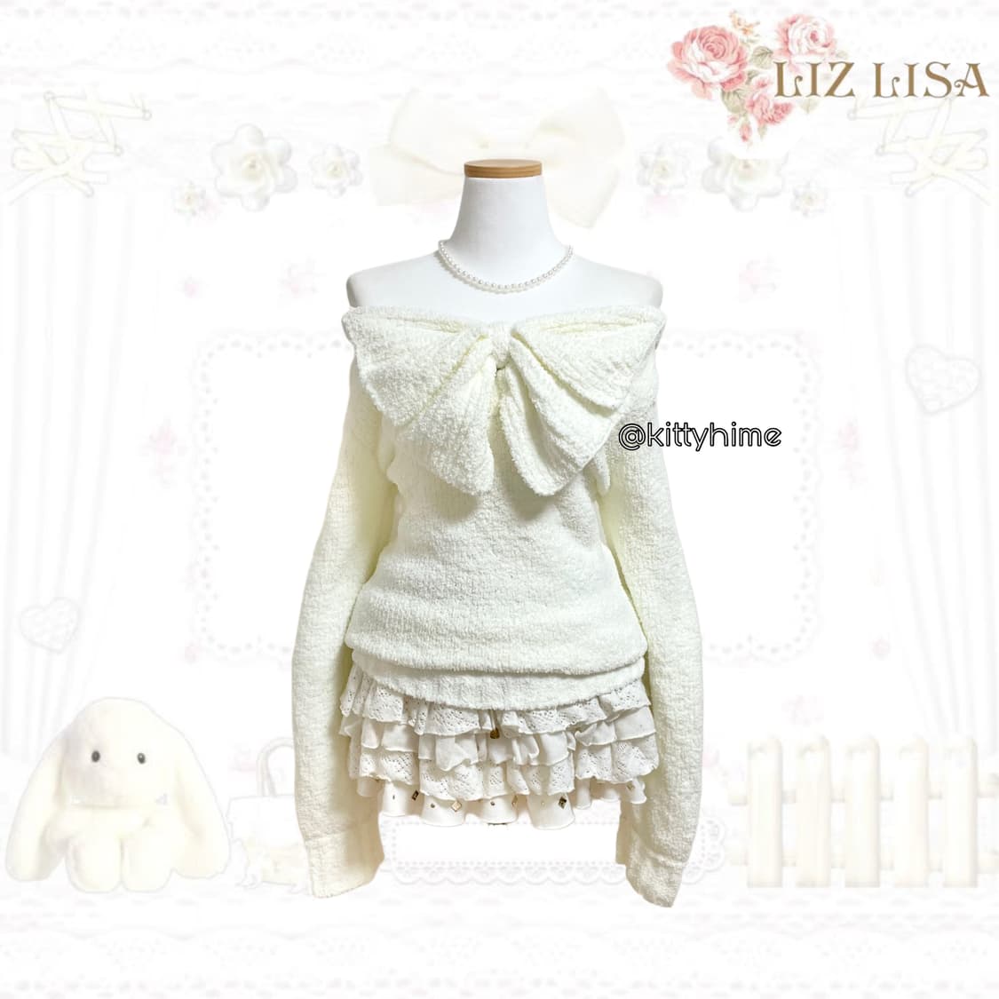 Liz lisa 리즈리사 빅리본 니트 핀터깔 히메갸루 히메카지 러블리갸루 상품이미지1