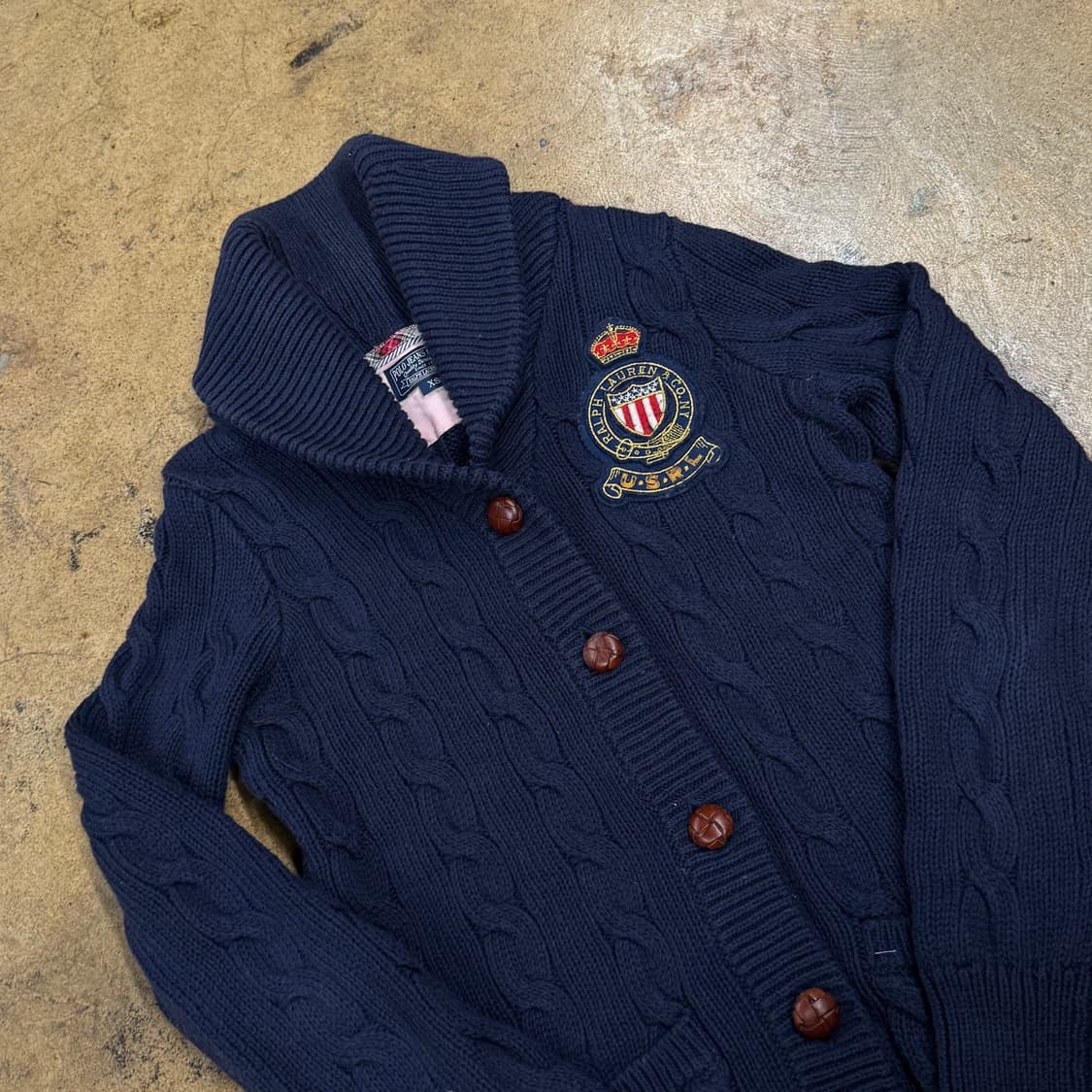 [정품/XS] 폴로진스 네이비 케이블 가디건 b16 상품이미지1