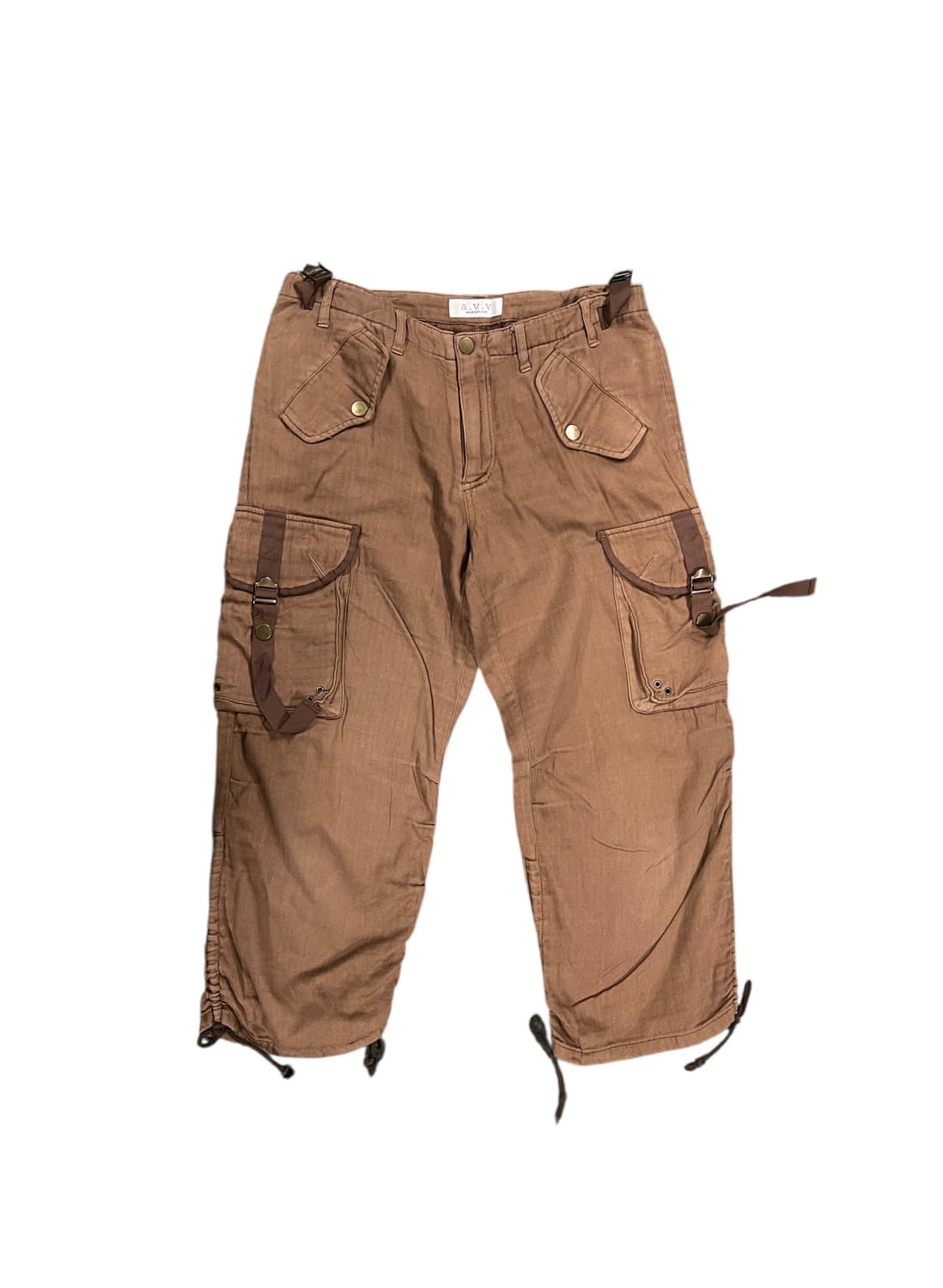 P057 a.v.v 브라운 포켓디테일 카고 7부 바지 상품이미지2
