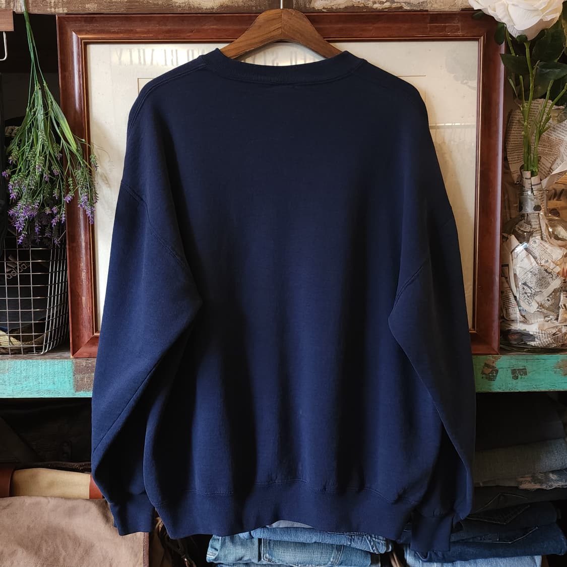 90s 러셀 맨투맨 스웻셔츠 미국 오리지널 빈티지 레터링 네이비 XXL 상품이미지2