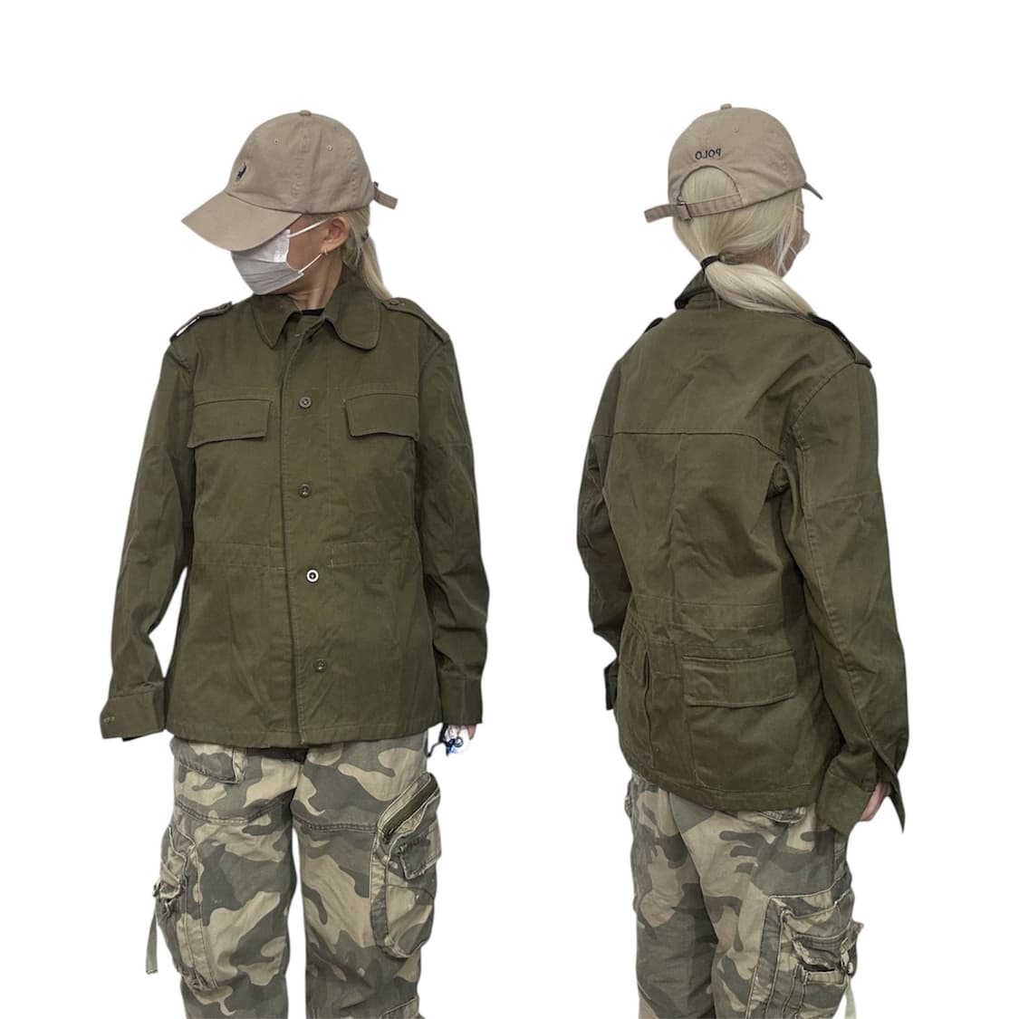 일본 빈티지 군복 복각 카키 셔츠 자켓  상품이미지1