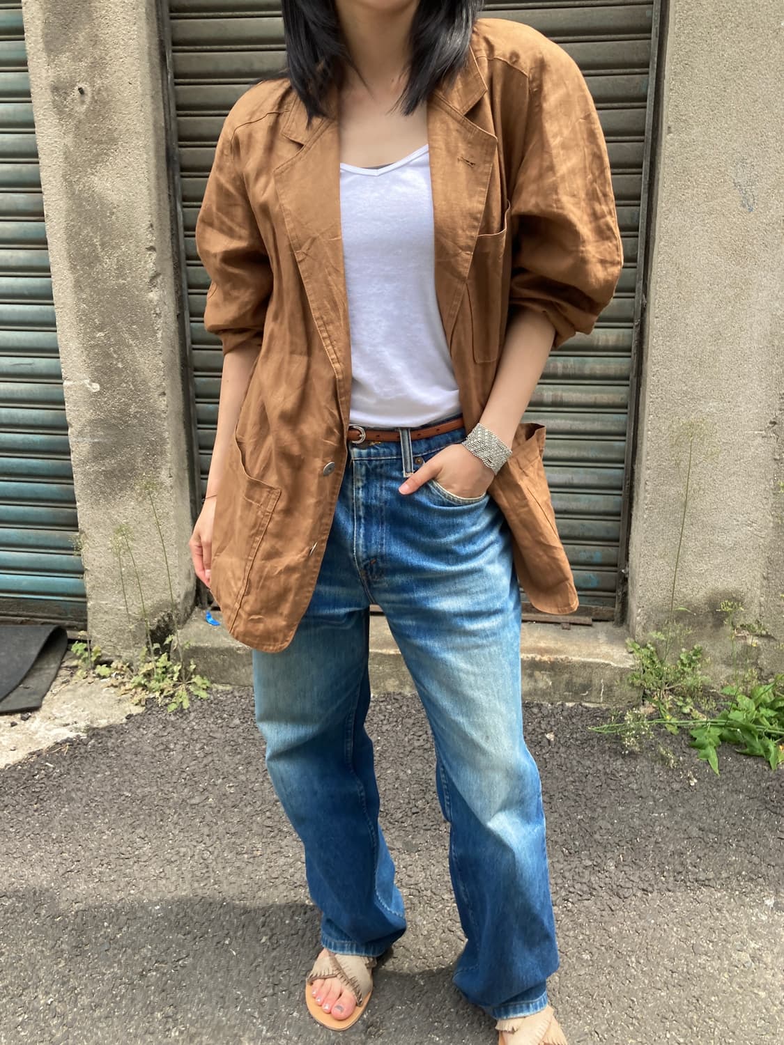Givenchy Gentleman 린넨 100 카멜 블레이저 상품이미지2