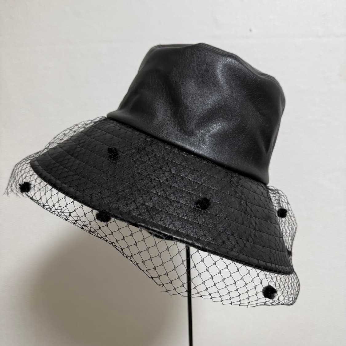 레이스 레자 가죽 벙거지 망사 모자 안감 모 상품이미지2