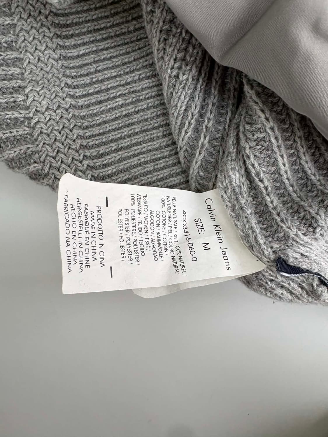 [M] 캘빈클라인 진스 00s 그레이 립 니트 집업 자켓 상품이미지4