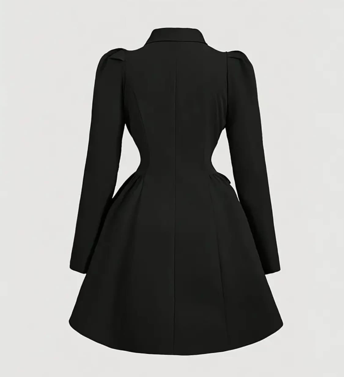 블랙 더블 버튼 플레어 미니 원피스 트렌치코트 새상품 상품이미지2