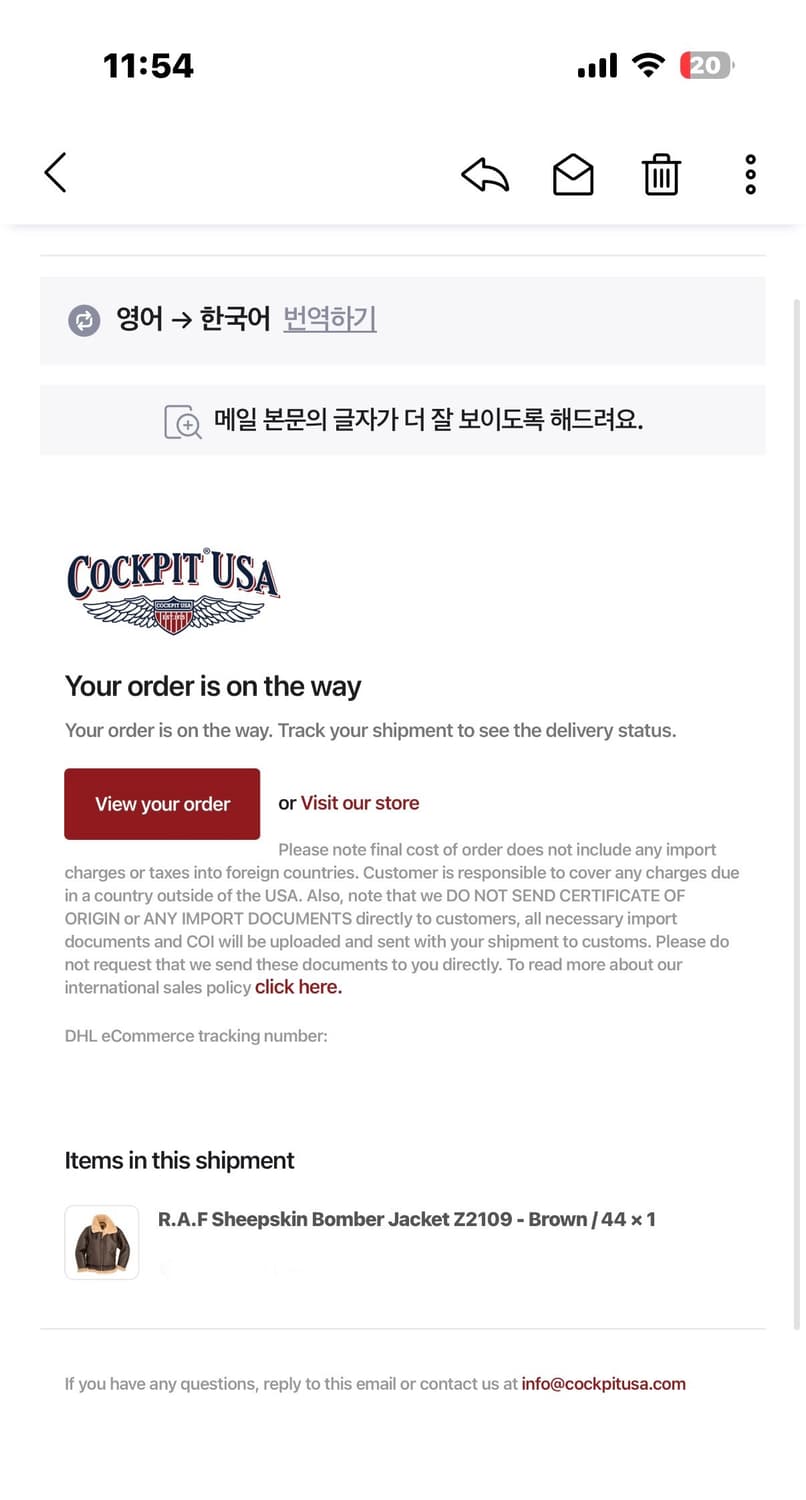 콕핏 USA R.A.F 무스탕 Z2109브라운 (44) 상품이미지9