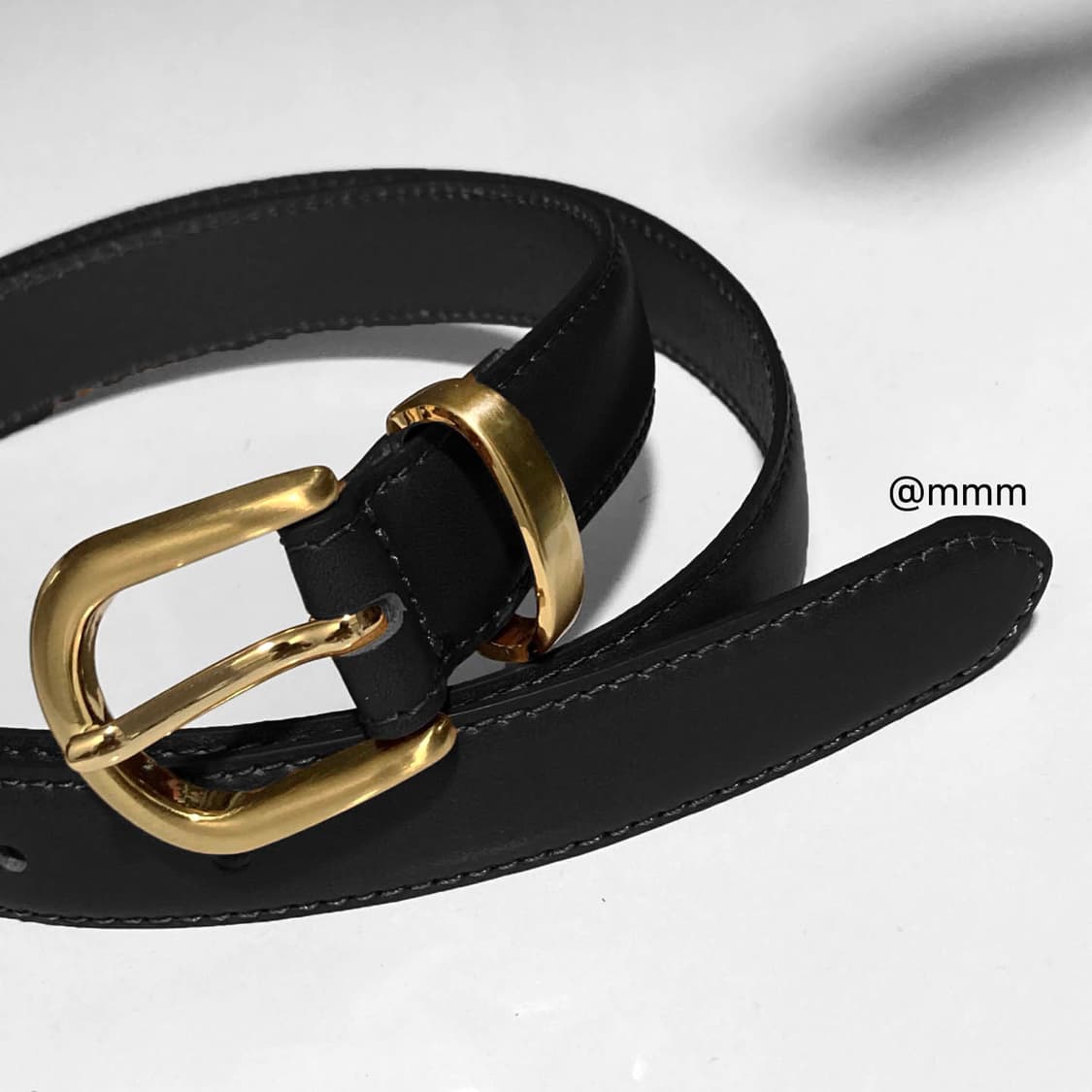 [Unisex]골드링 이태리 가죽 벨트 블랙 상품이미지8