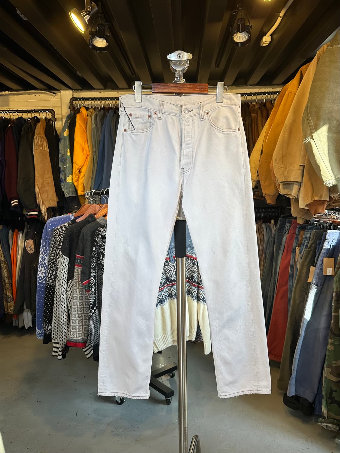 90s 리바이스501 화이트 데님 팬츠 30x30 made in usa 상품이미지1