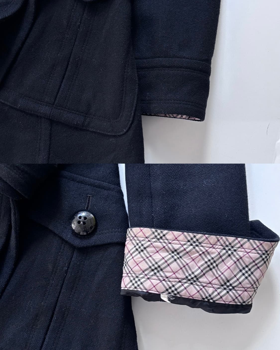 Burberry 버버리 블루라벨 퍼 숄카라 블랙 울 코트 상품이미지8