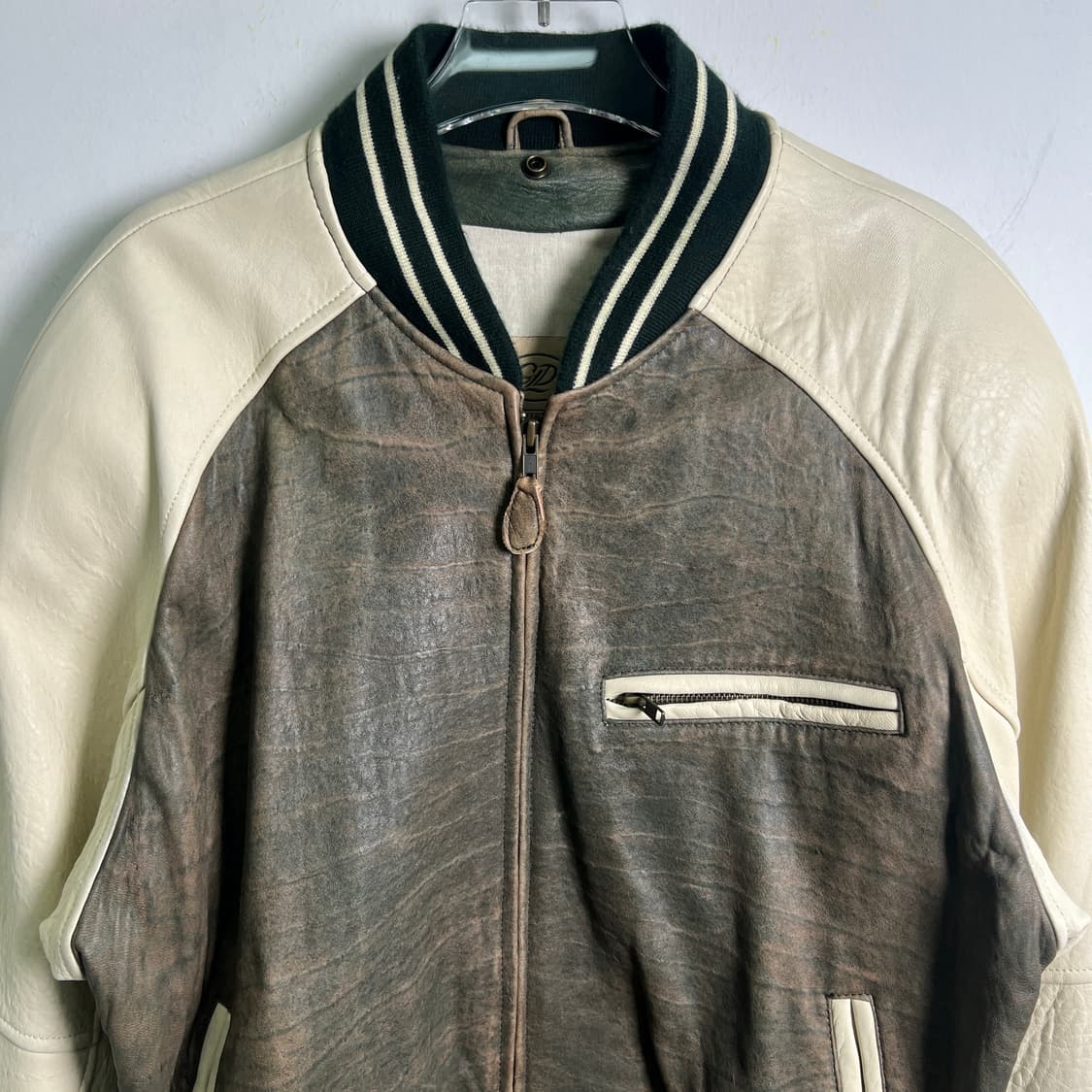 90's 조지 타운 레더 빈티지 레더 바시티 자켓 S 상품이미지4