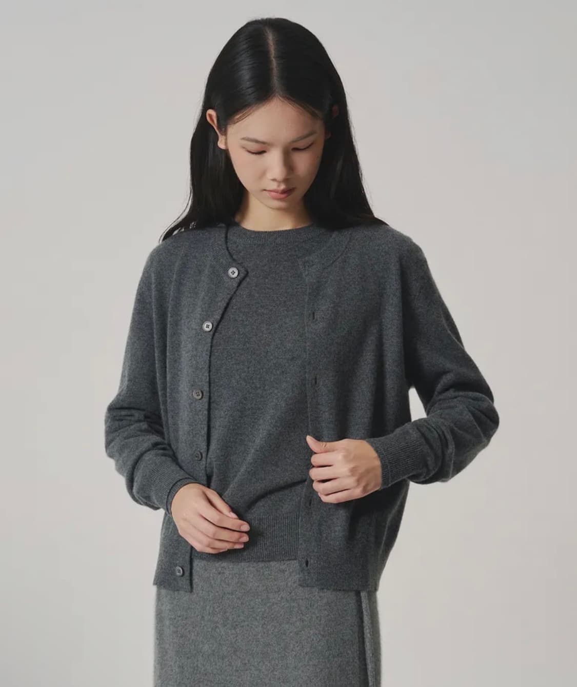 주우재 추천 제이리움 남녀공용 캐시미어 가디건 차콜 M 상품이미지3