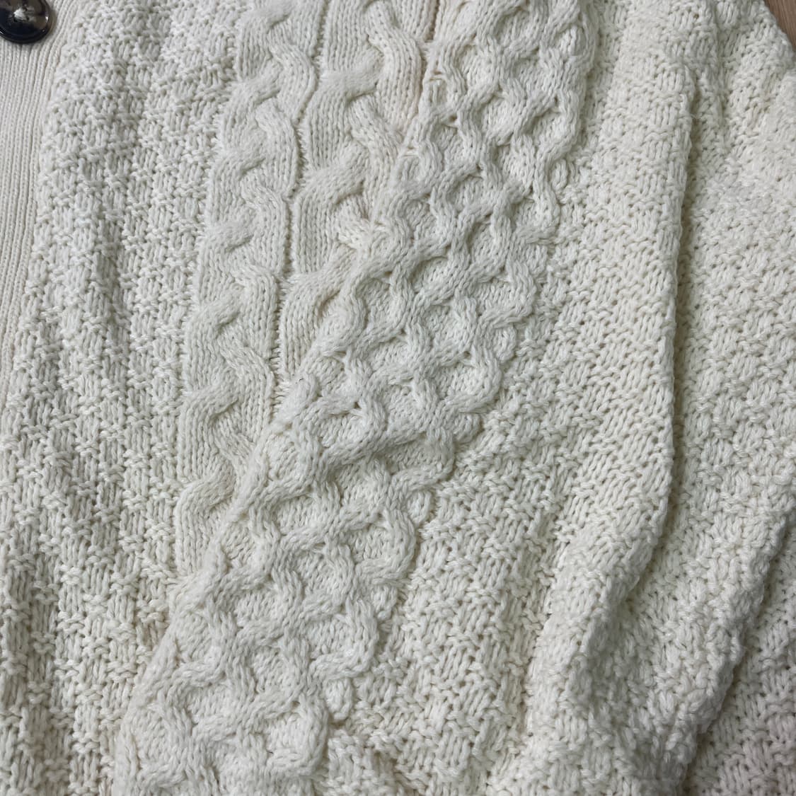 빈티지 | 아이보리 오버핏 꽈배기 가디건 이안빈티지 상품이미지2