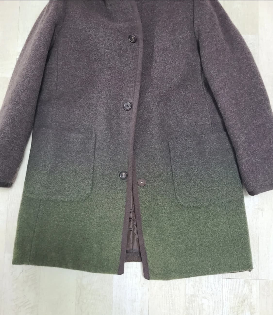 모직 후드 코트 밤색, 초록색 상품이미지2