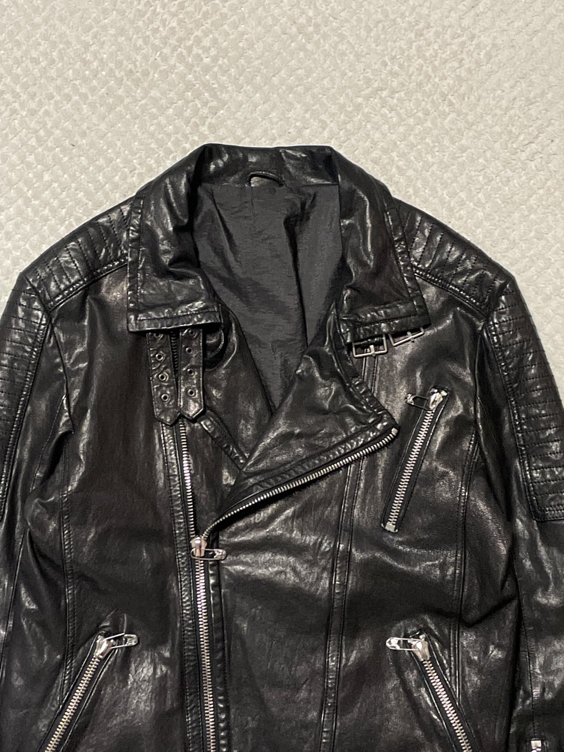 아티잔 무드 램스킨 양가죽 바이커 레더 자켓  상품이미지4