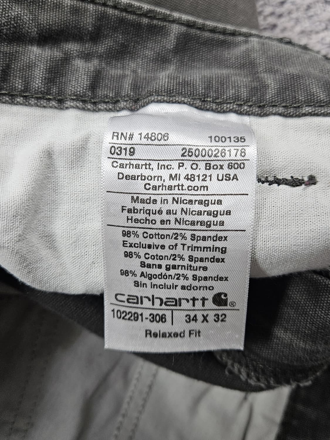 칼하트 코튼 캔버스 카펜터 워크 팬츠 ( 34X32 ) / 10516 상품이미지8