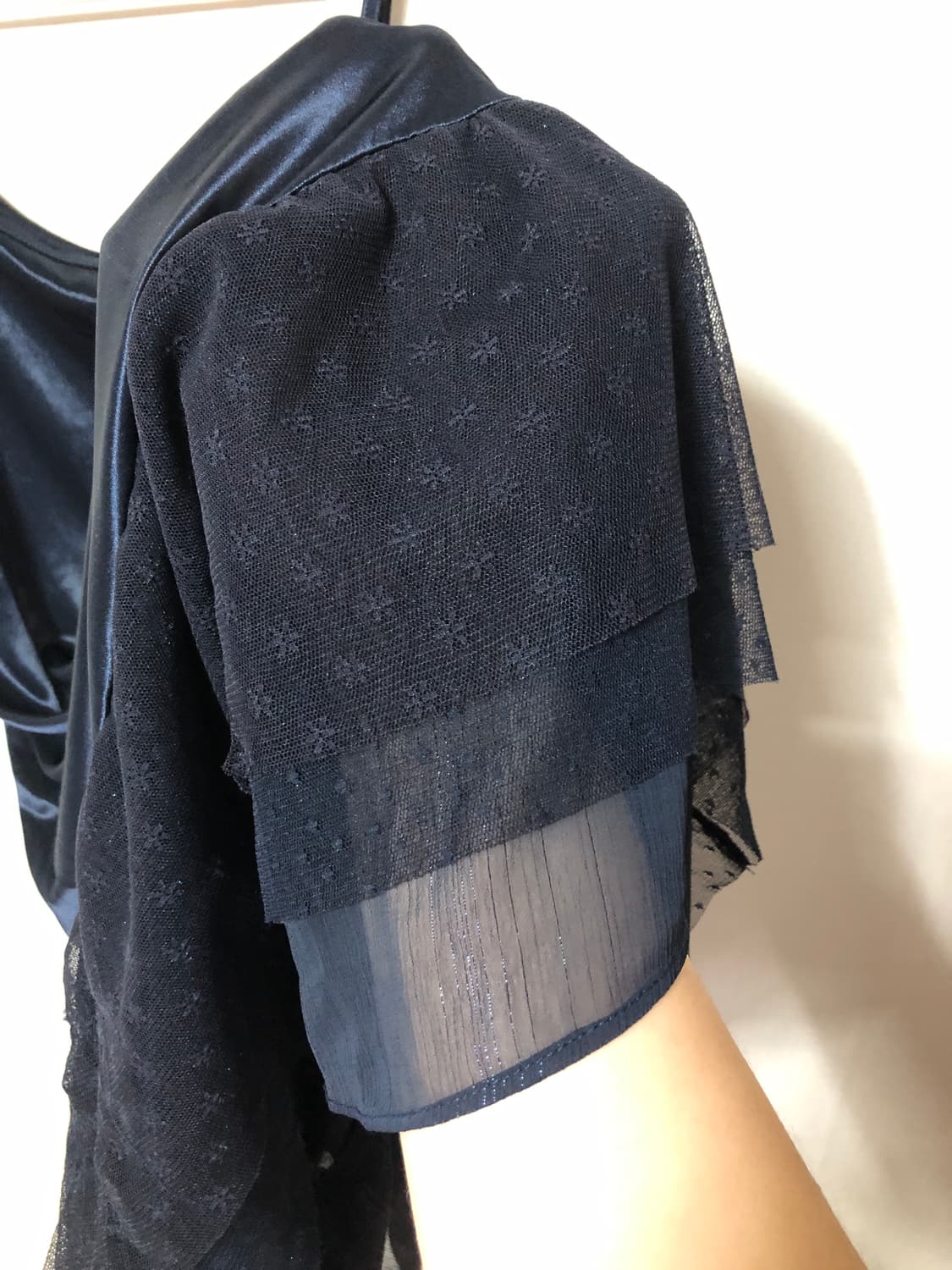 Navy Satin Frill Slip 상품이미지3