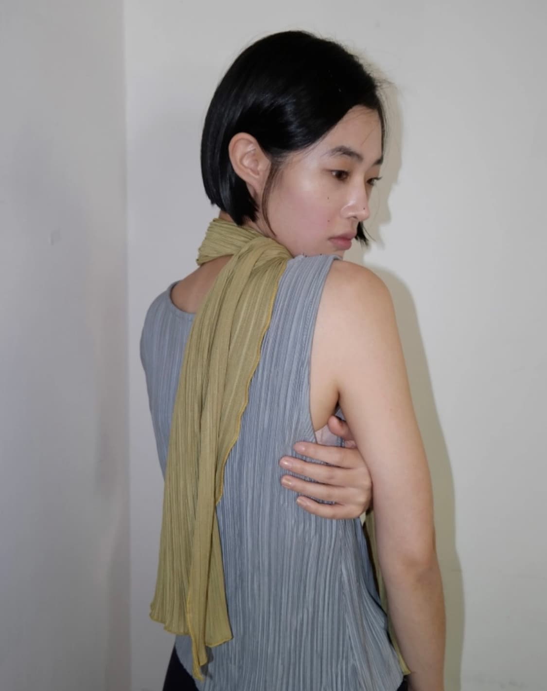 ERR 플리츠스카프 올리브 상품이미지1