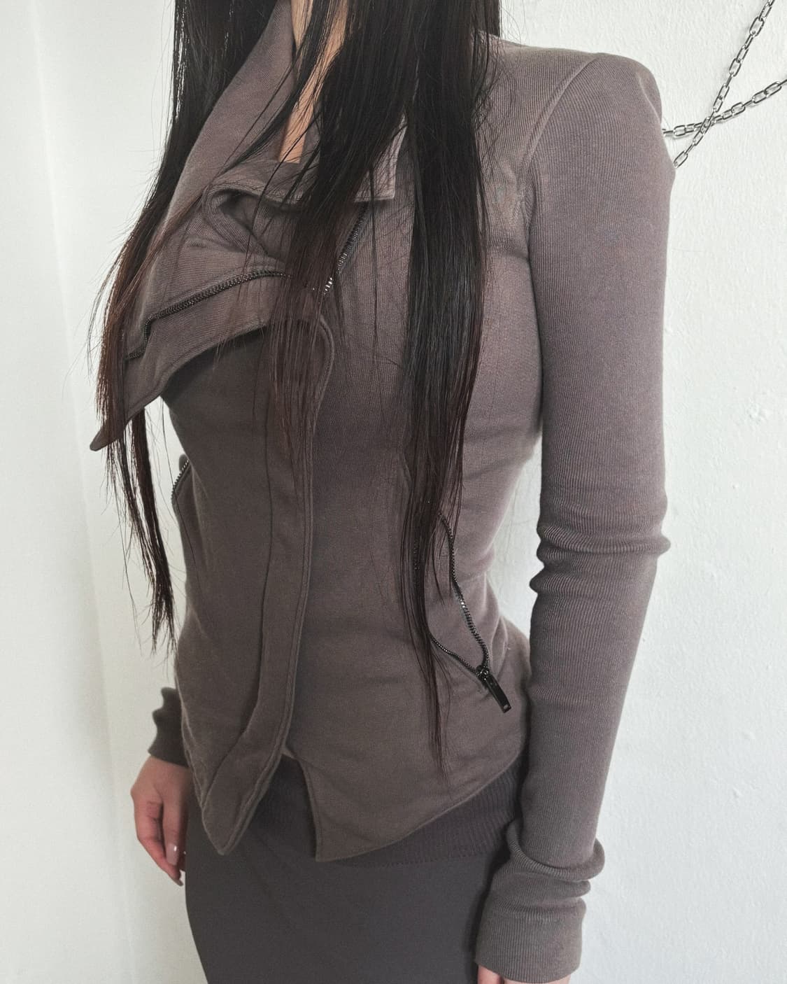 가레스퓨 하이넥 드레이프 코튼 집업 상품이미지1