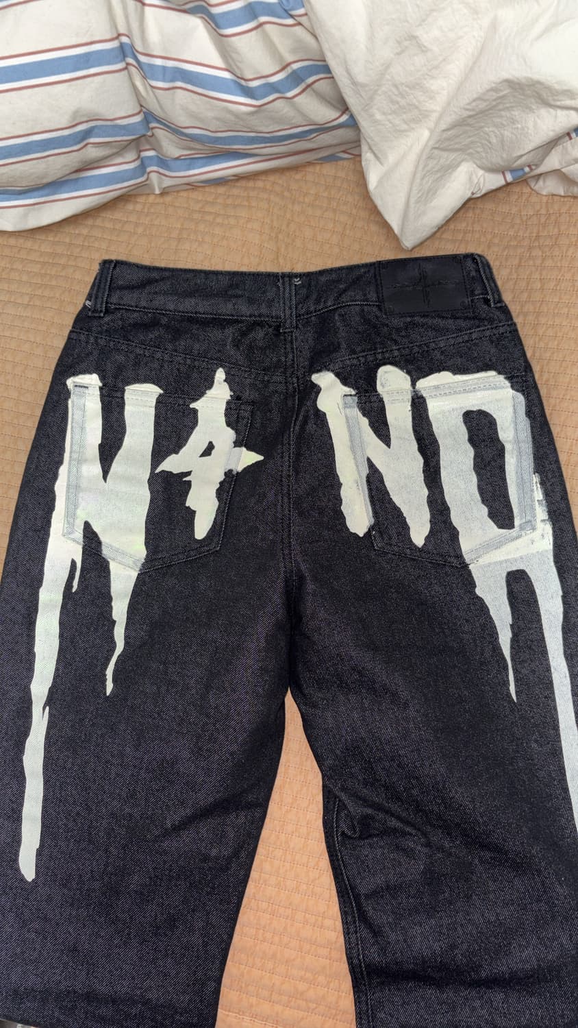 not4nerd Drip Logo Denim Pants - Black 상품이미지2