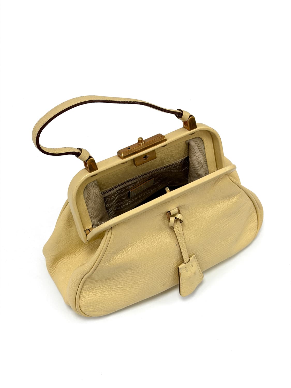 프라다 크림 베이지 레더 프레임 탑핸들 백 상품이미지1