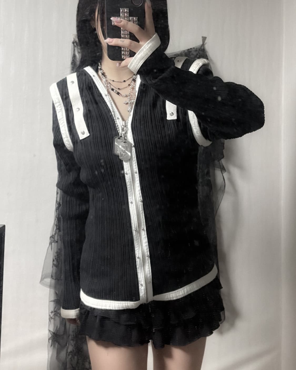 펑크 y2k 스터드 포인트 후드집업  상품이미지2