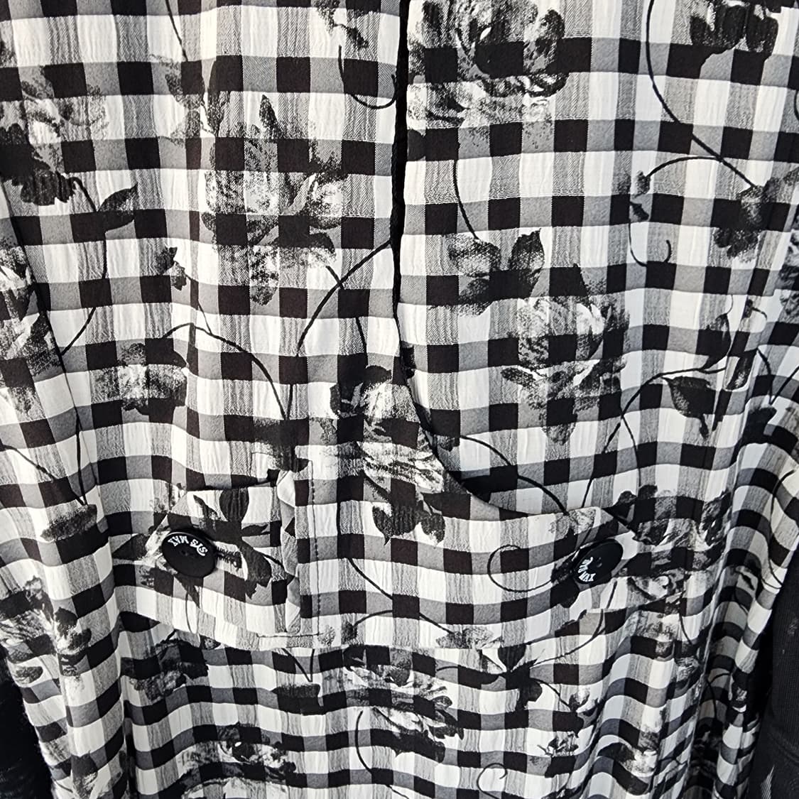 식스막스 체크무늬 블랙 플라워 롱 코트 상품이미지7