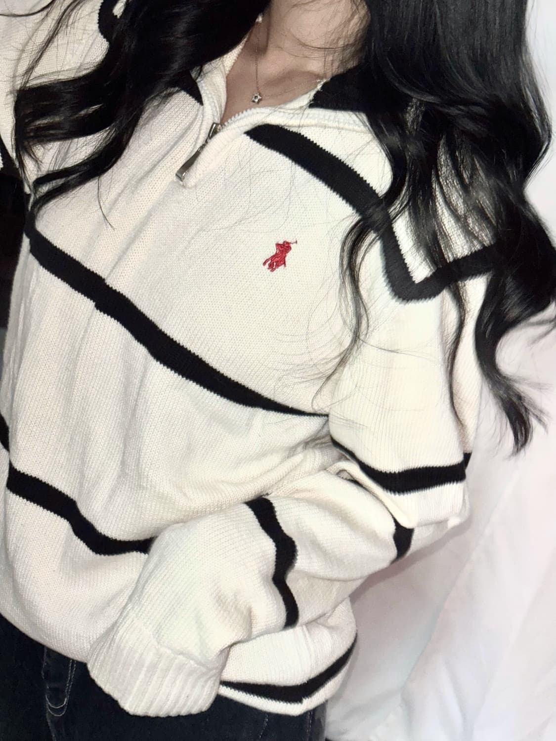 🐰폴로 랄프로렌 니트 반집업 레드 미니 포니 아방♥️ 상품이미지1