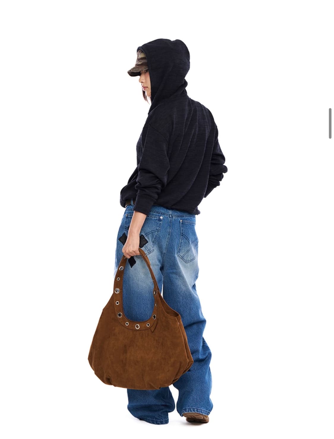 아캄 suede eyelet dumpling bag camel 상품이미지2