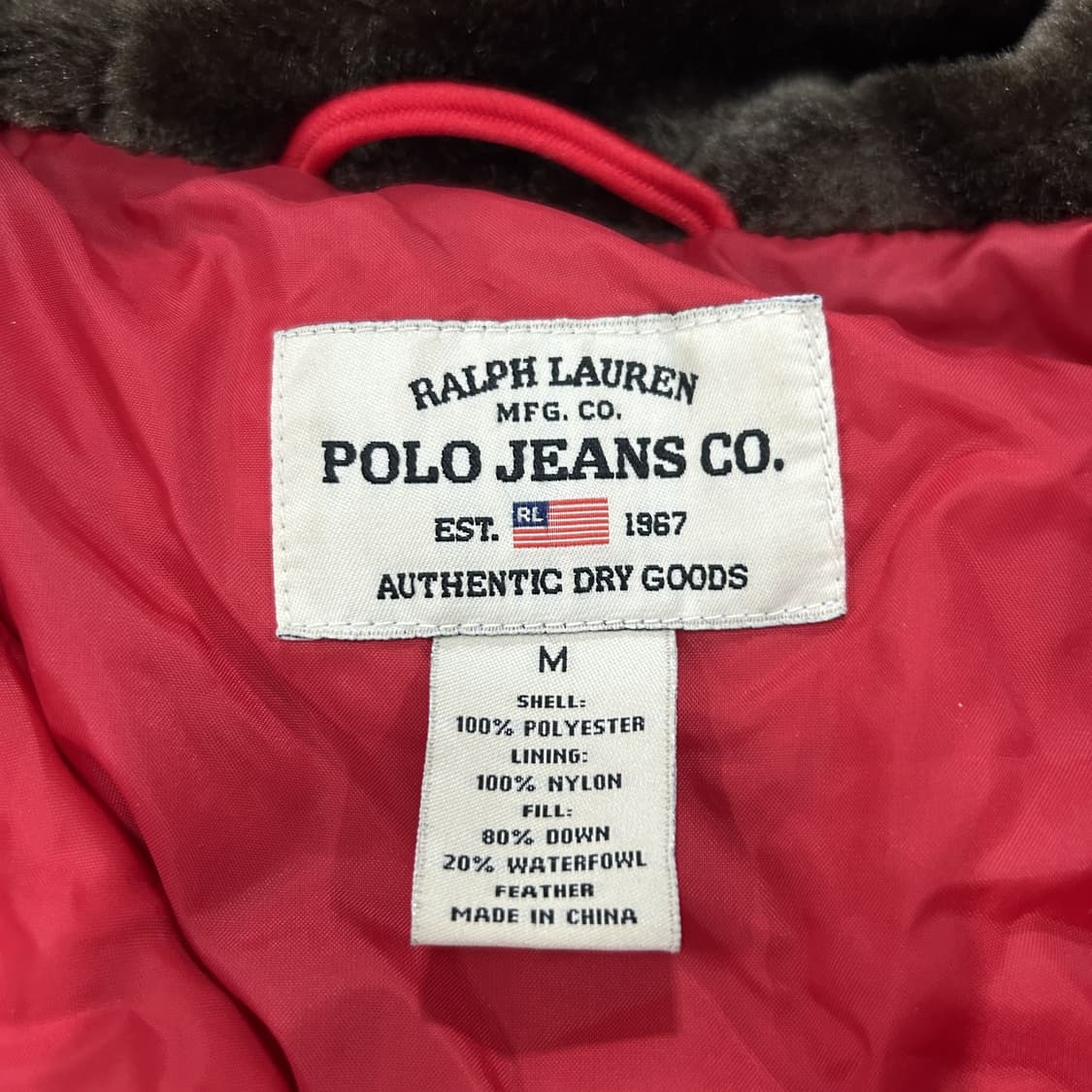 폴로진 레드 후드 패딩 점퍼 m 상품이미지2