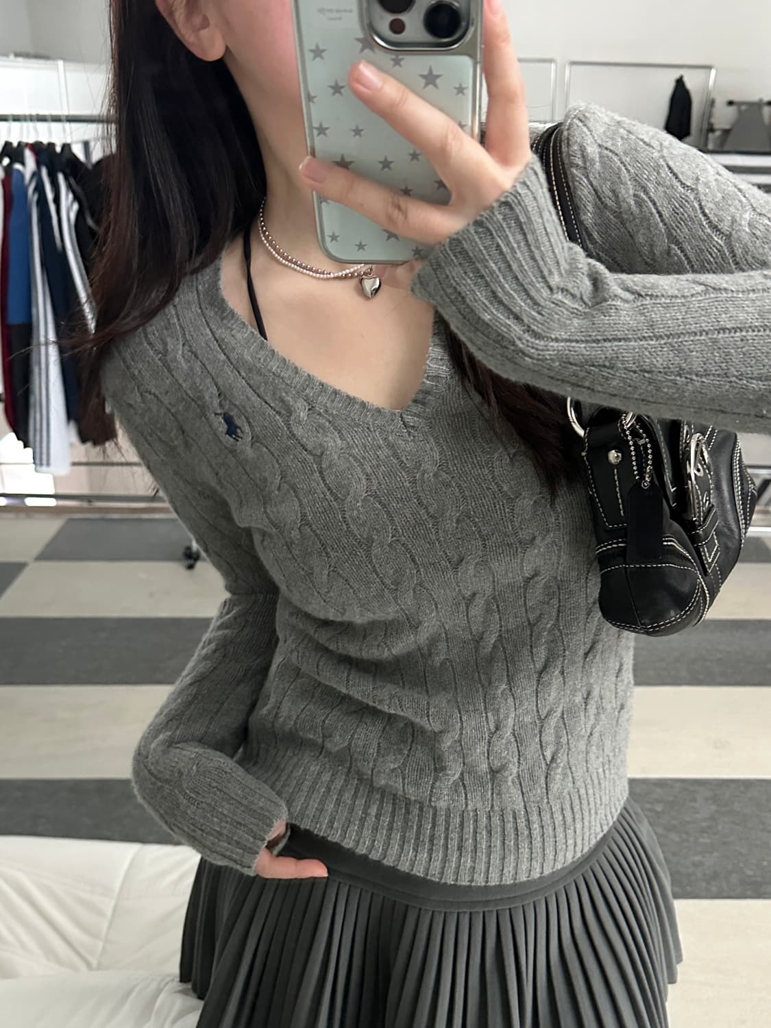 폴로 랄프로렌 그레이 울 캐시미어 케이블 니트  상품이미지8