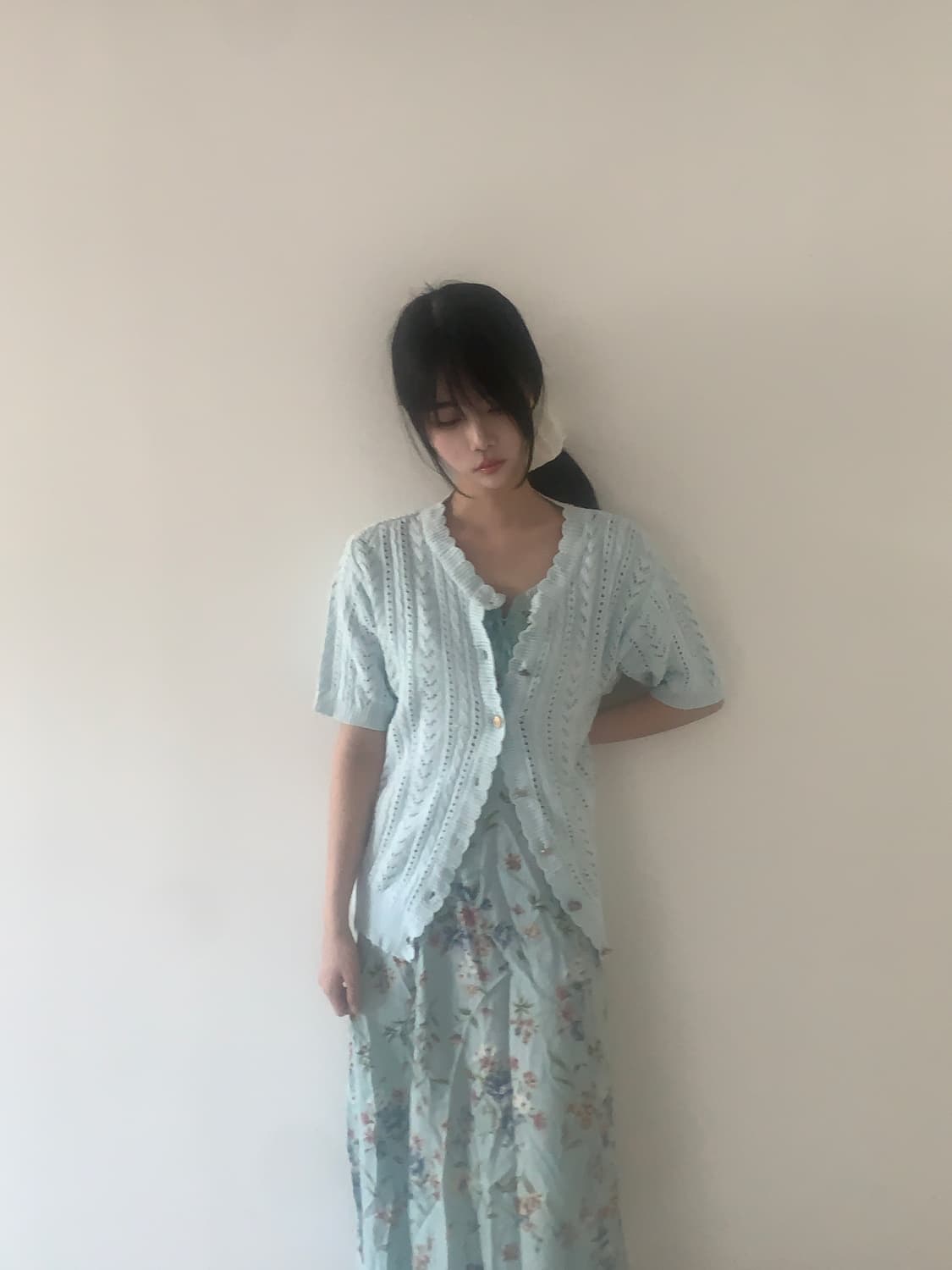 Gold button knit cardigan(mint) 상품이미지2