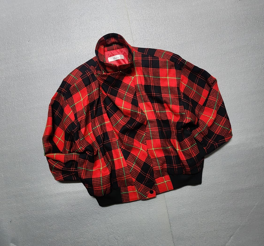 빈티지 GIVY 기비 레드 블랙 체크 울 블루종 자켓 상품이미지7