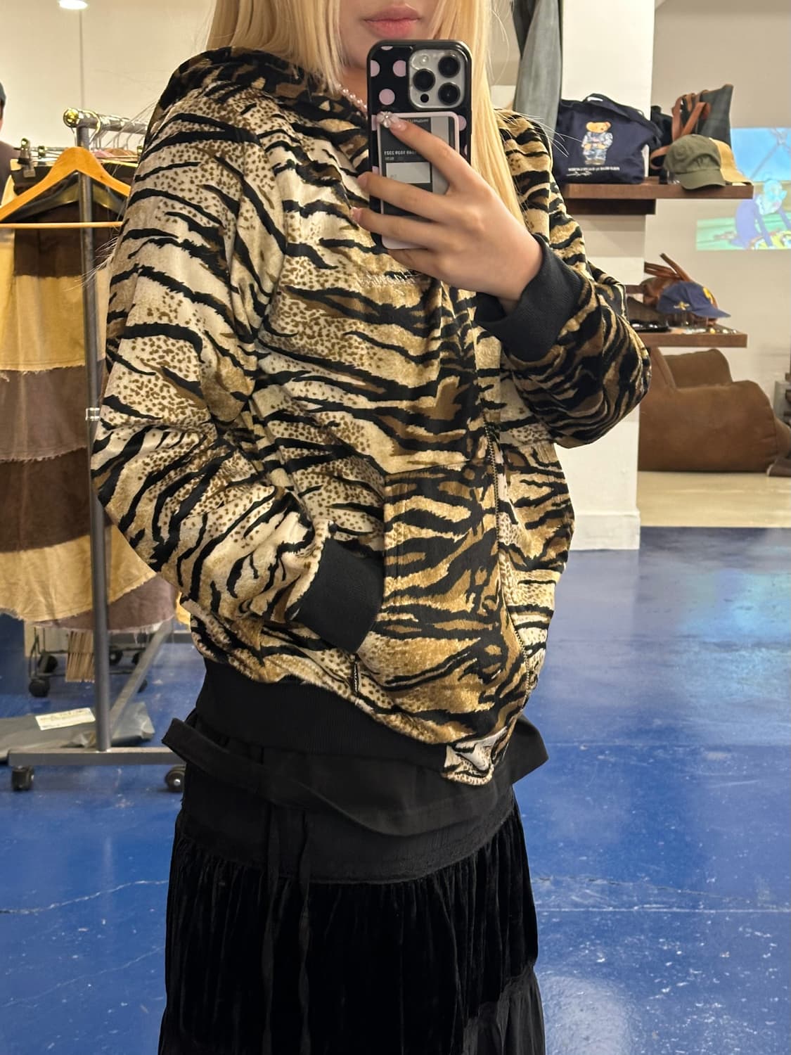 Hazuki y2k 레오파드 플리스 후드집업 상품이미지2