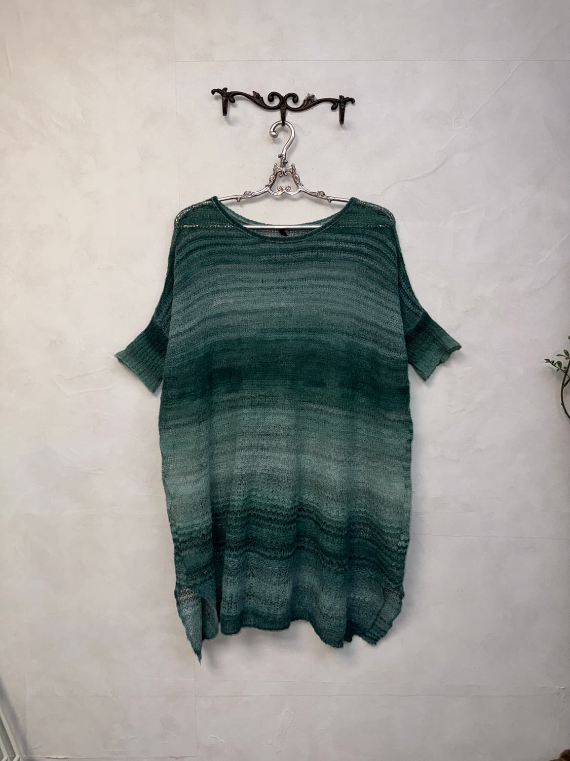 Blue green gradient mohair knit ops 상품이미지3