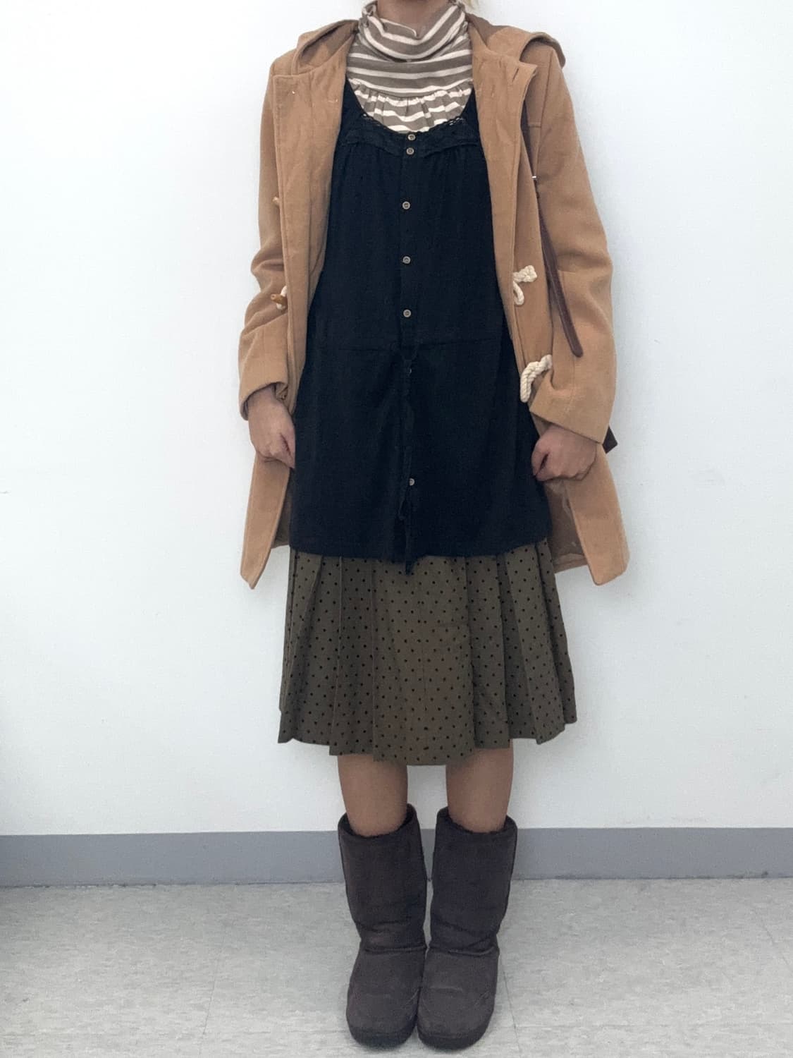 빈티지 도트 플리츠 울 스커트 상품이미지6