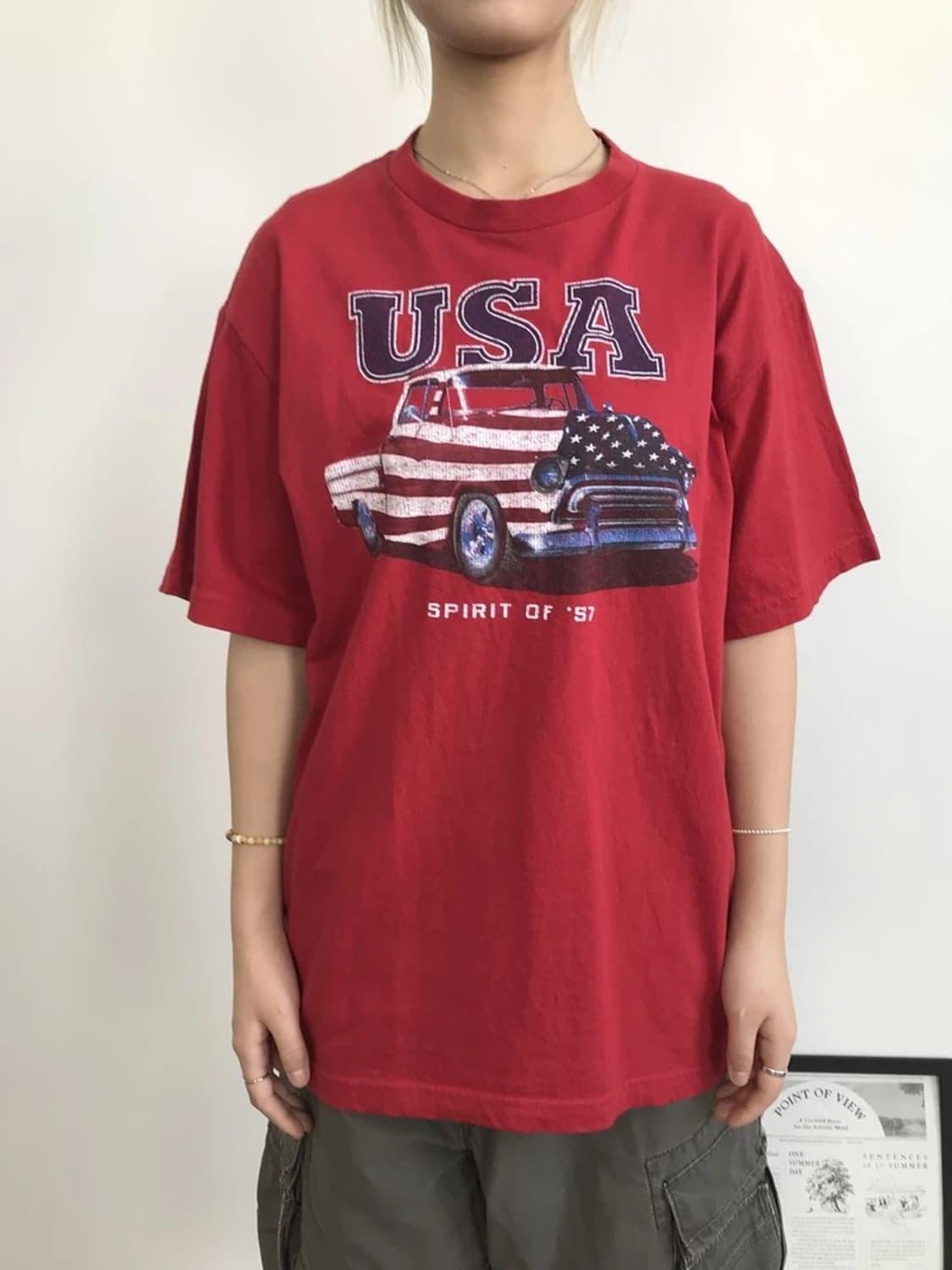 Vintage USA Flag 57 Truck Graphic Tee 상품이미지4