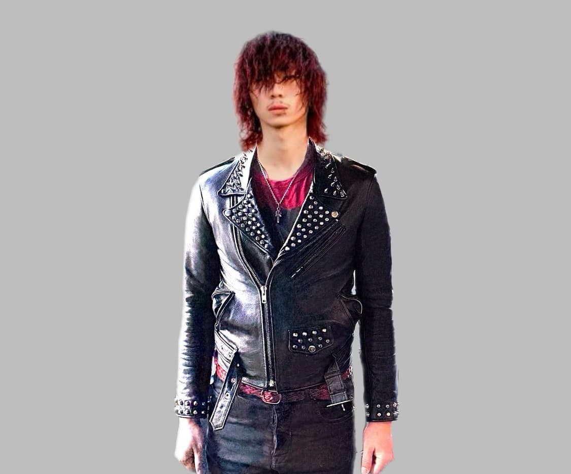 재팬 스터드 더블카라 카우레더 쟈켓 상품이미지1