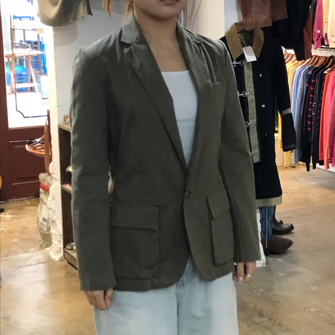 폴로랄프로렌 카키 코튼 블레이저 자켓 여성 55 사이즈 상품이미지8