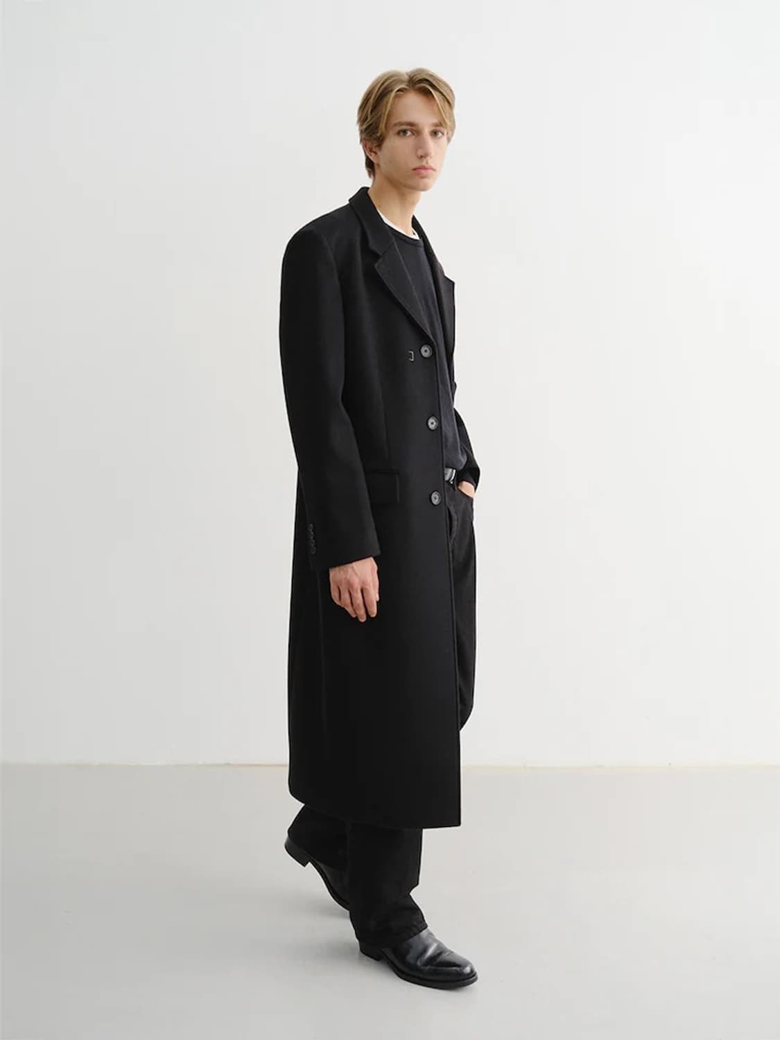 (택보유, 1회착용)던스트 유니섹스2WAY3BUTTON캐시미어 코트L 상품이미지2